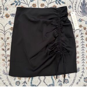 Black Satin Ruched Skirt XS